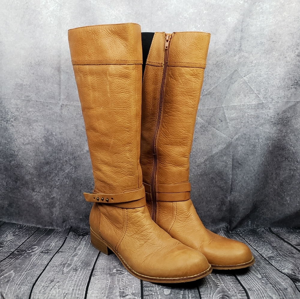 Lands End Blakely Cognac Riding Boots 8B minimal wear. Full grain leather